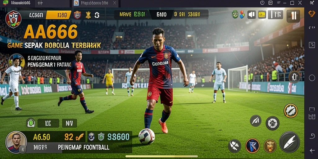 Screenshot gameplay AA666 menampilkan aksi seru pertandingan sepak bola.