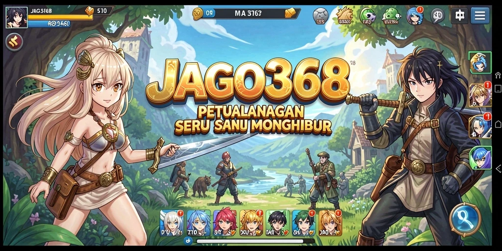 Tampilan gameplay seru dari JAGO368 dengan karakter anime yang unik.