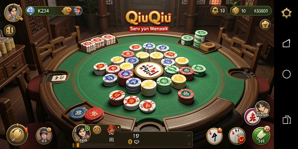 Screenshot gameplay K234 menampilkan suasana permainan QiuQiu yang seru.