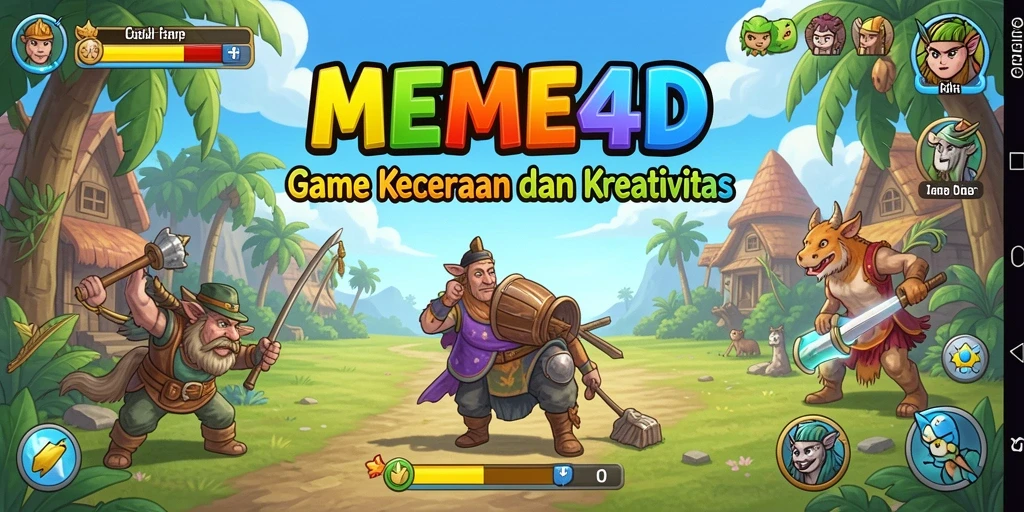 Screenshot gameplay MEME4D yang menampilkan proses pembuatan meme.