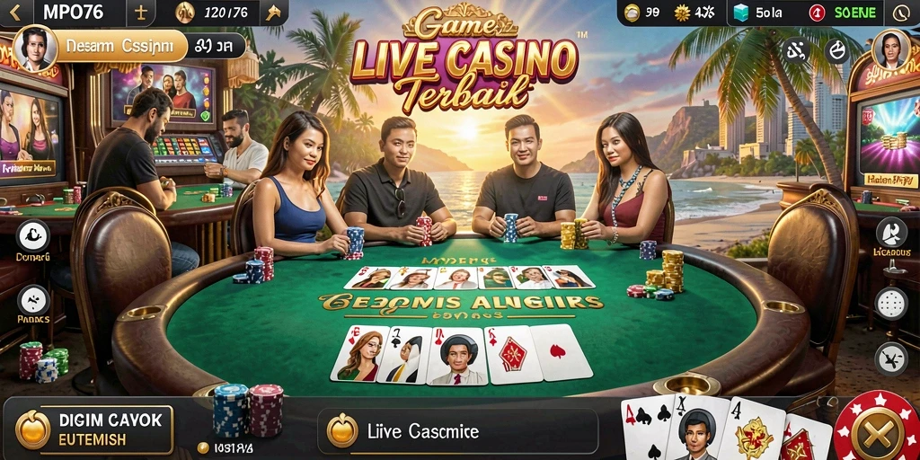 Screenshot MPO76 menunjukkan gameplay Live Casino yang interaktif dan menarik.
