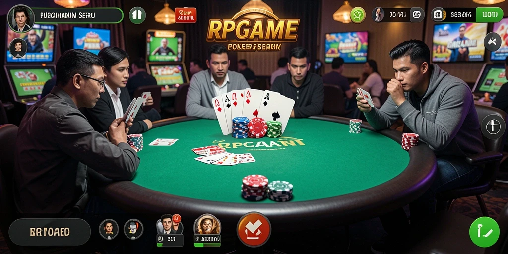 Screenshot RPGAME menampilkan gameplay Poker yang mendebarkan dan interaktif.
