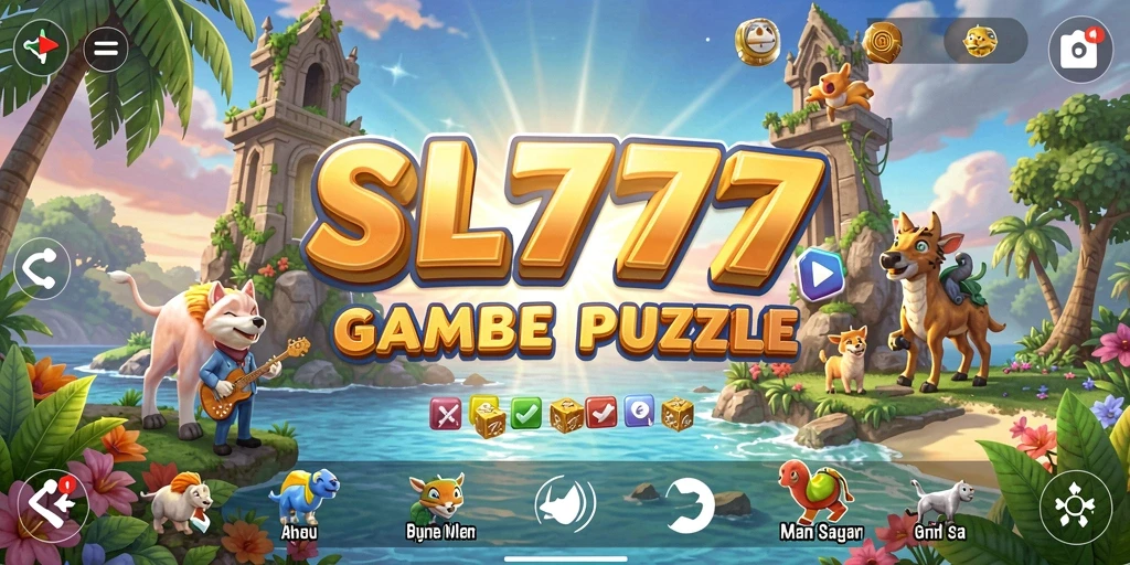 Tampilan gameplay SL777 menunjukkan teka-teki yang menantang dan grafis yang cerah.