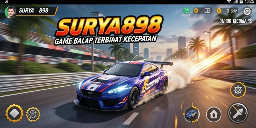 Tampilan menarik dari gameplay balapan SURYA898 yang mendebarkan.