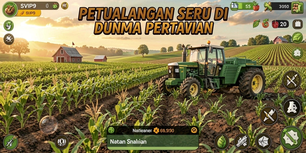 Tampilan seru gameplay Farming di SVIP9 dengan aktivitas bertani.