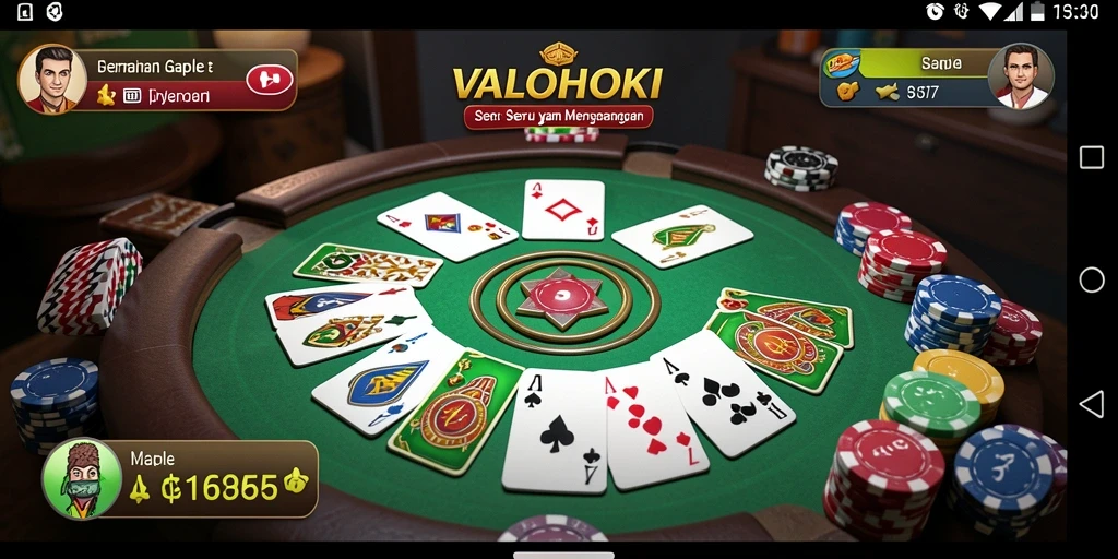 Screenshot utama VALOHOKI menampilkan gameplay Gaple yang seru.