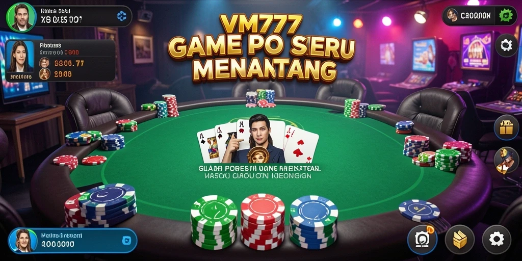 Gameplay VM777 dengan suasana Poker yang mendebarkan.
