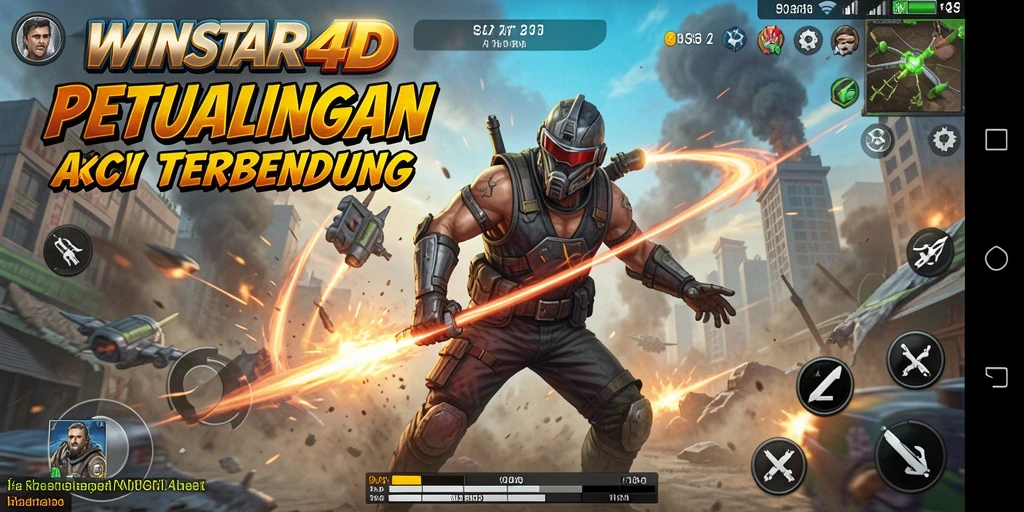 Screenshot gameplay <strong>WINSTAR4D</strong> menampilkan pertempuran mendebarkan.